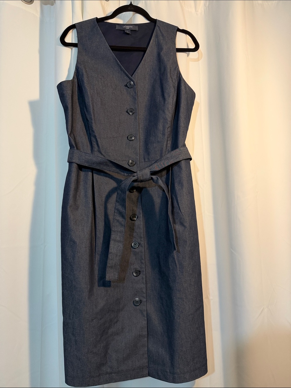 Liz Claiborne Stretch Denim Lined Western Button-Front Midi Belt Pockets SZ16 R1